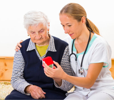 Medical staff playing with patient